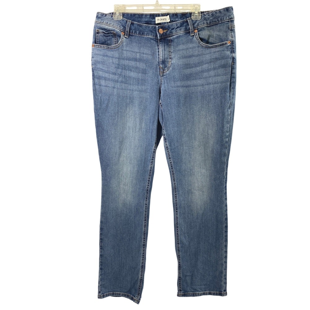 Maurices‎ Jeans Women 14W Long Slim Straight Mid Rise Medium Wash Denim